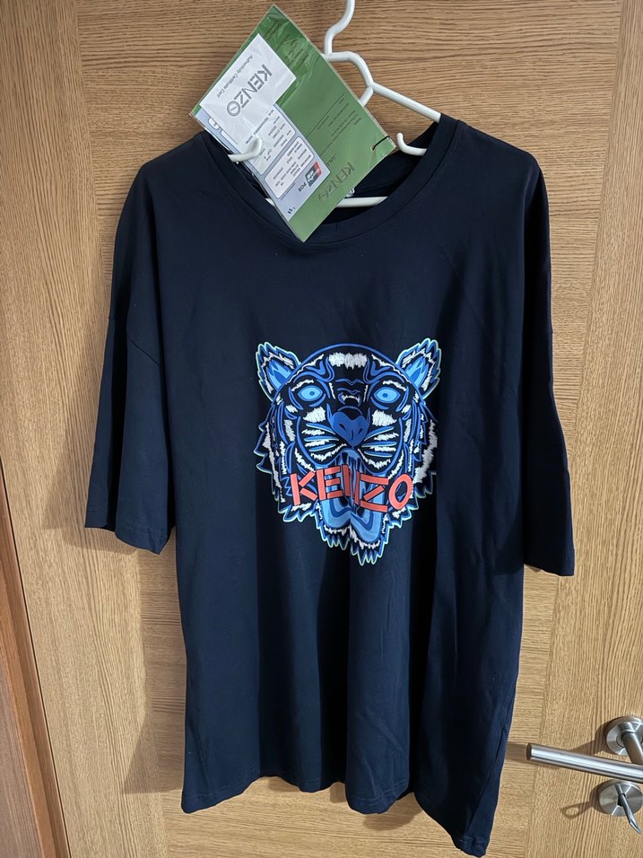 Kenzo marka Kaplan logolu Mavi Baskılı Erkek Tişört - Görsel 3