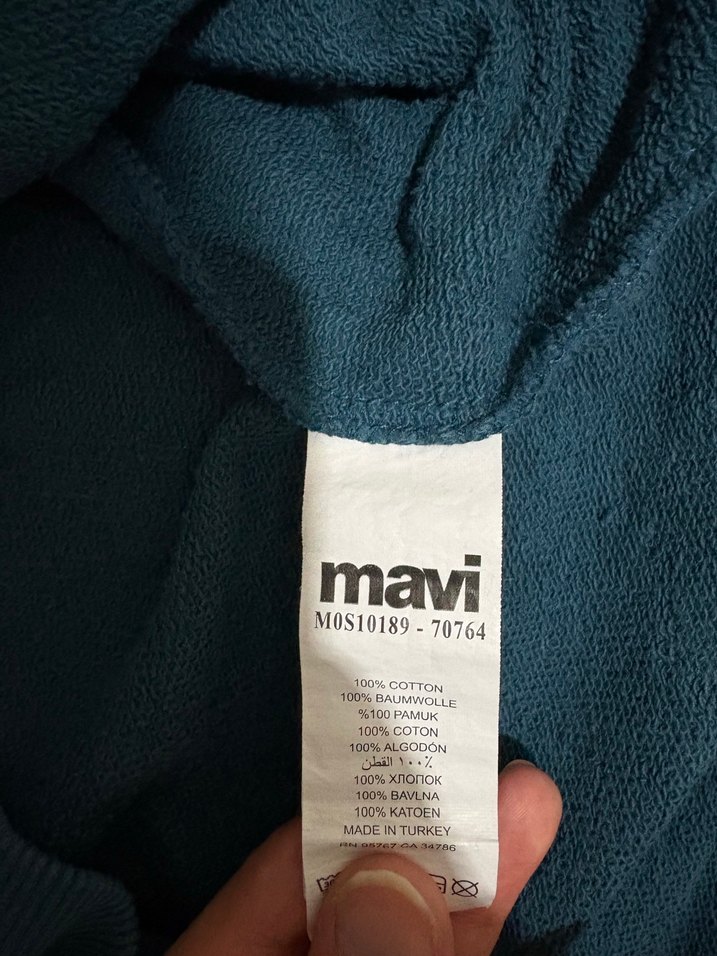 Kapüşonlu Mavi Erkek Sweatshirt - Görsel 2
