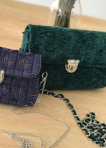 Nakış İşlemeli Örgü Bohem Kadın Çantası - Görsel 3