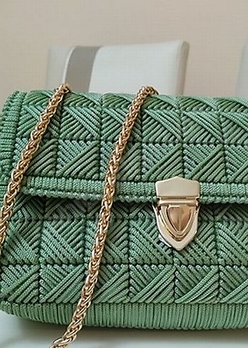 Nakış İşlemeli Örgü Bohem Kadın Çantası - Görsel 2