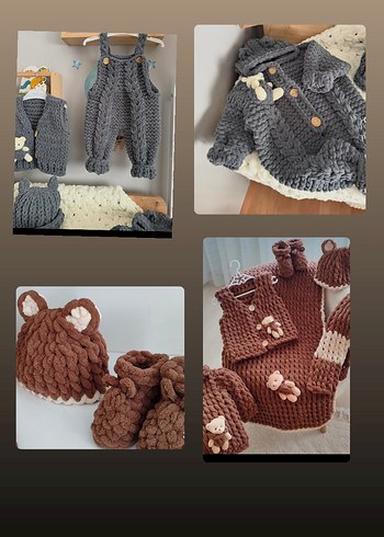 Mavi Örgü Erkek Bebek Kıyafet Seti - Görsel 3