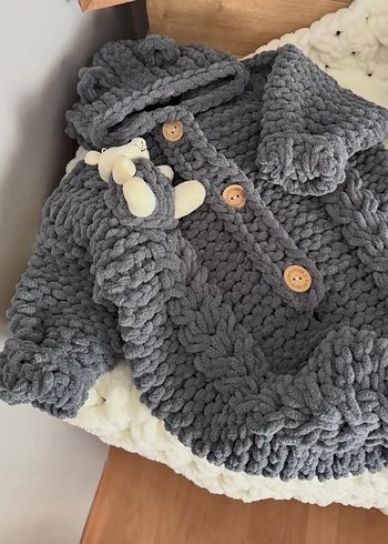 Nakışlı Beyaz Örgü Bebek Kız Tulum - Görsel 4