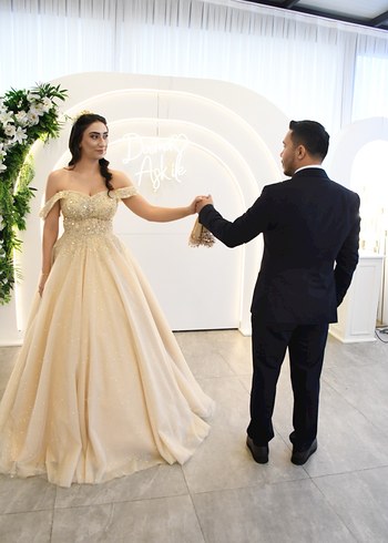 Bej Straplez Prenses Nişanlık - Görsel 2