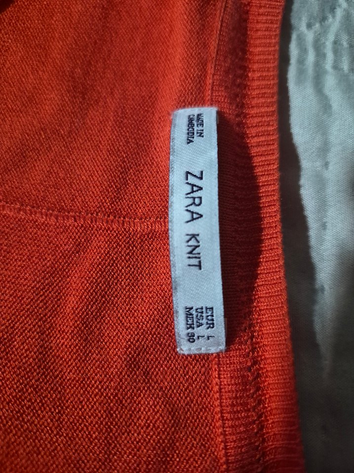 Zara Knit Turuncu İnce Triko Kazak / Bluz (L Beden) - Görsel 2