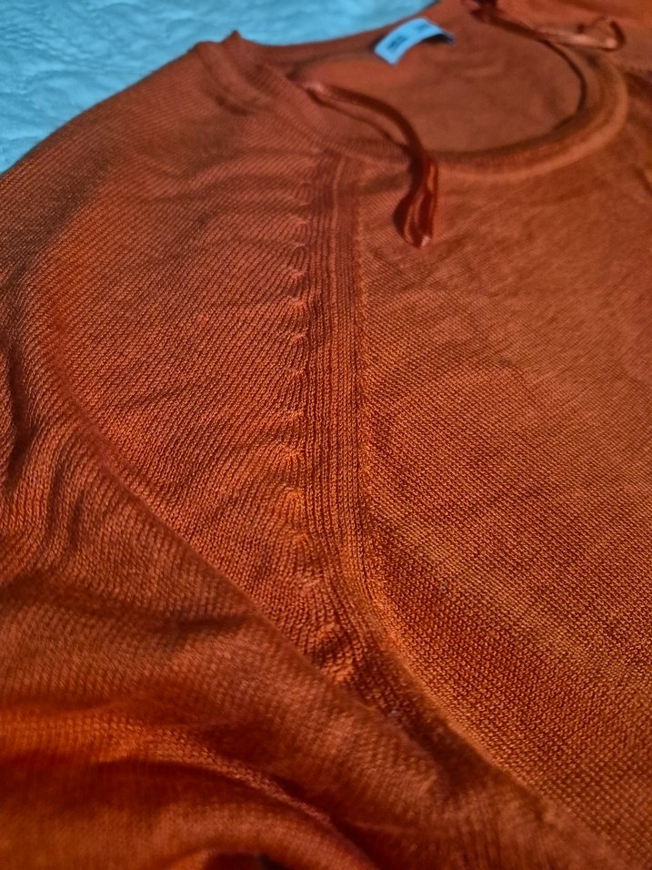 Zara Knit Turuncu İnce Triko Kazak / Bluz (L Beden) - Görsel 4