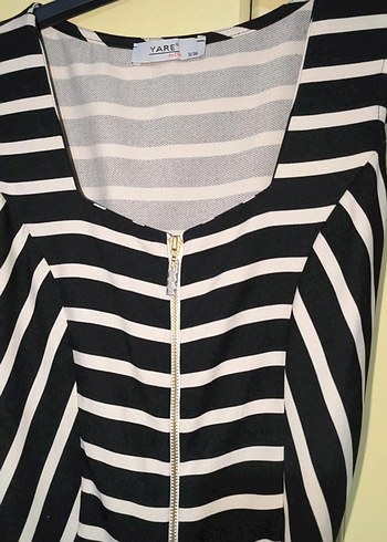 Çizgili V Yaka Kadın Tulum - Görsel 3