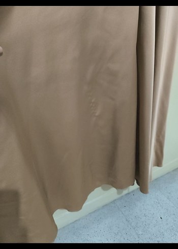 Uzun Kollu Bej Drapeli Abiye Elbise - Görsel 6