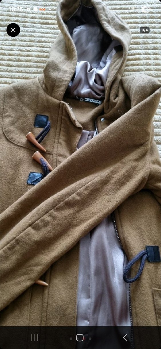 Düğmeli Bej Midi Hamile Kaban - Görsel 3