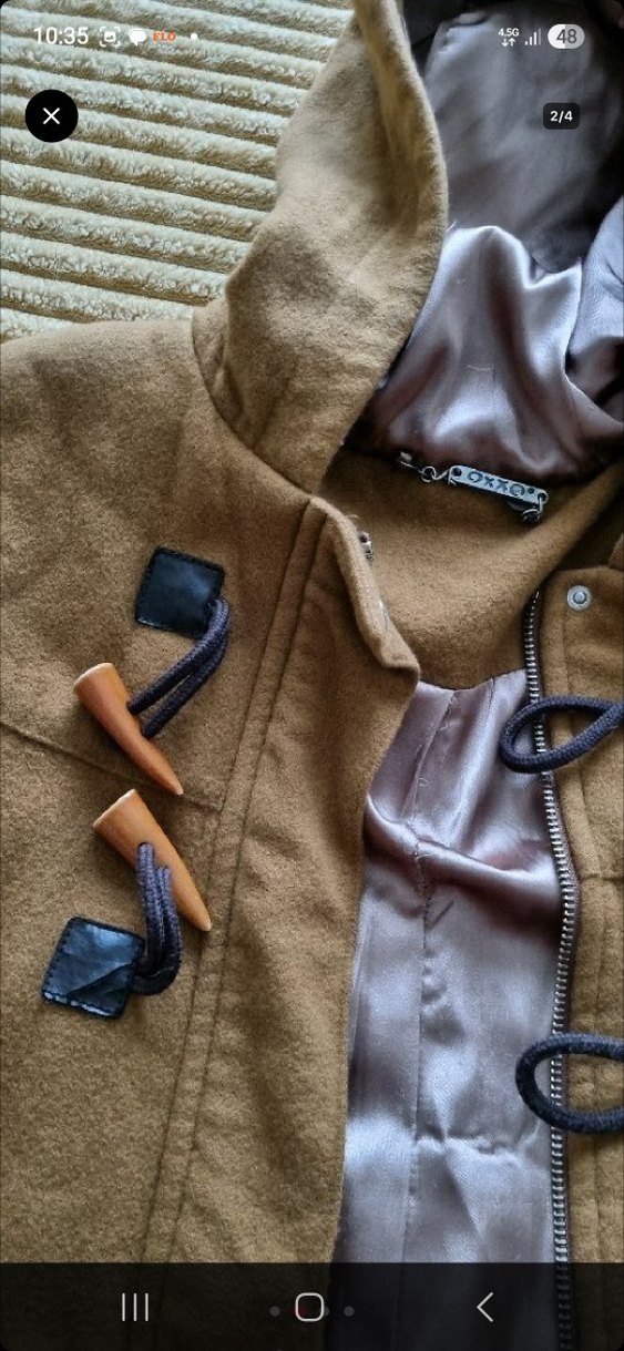 Düğmeli Bej Midi Hamile Kaban - Görsel 2