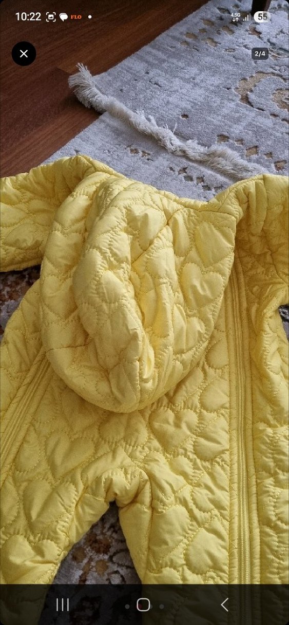 Sarı Kapüşonlu Bebek Tulumu - Görsel 2