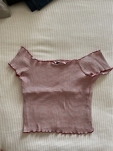zara crop düşük omuz fitilli