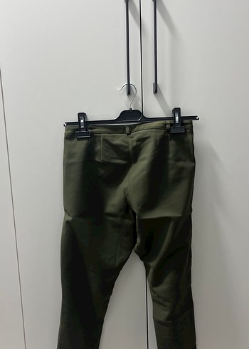 Kadın Koyu Haki Midi Kumaş Pantolon - Görsel 3