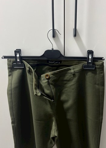 Kadın Koyu Haki Midi Kumaş Pantolon - Görsel 2