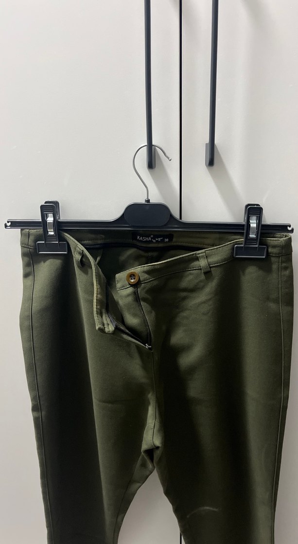 Kadın Koyu Haki Midi Kumaş Pantolon - Görsel 2