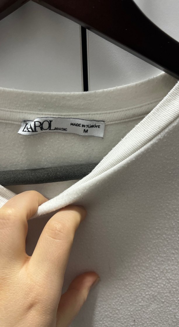 Beyaz Uzun Kollu Basic Kadın Crop - Görsel 2