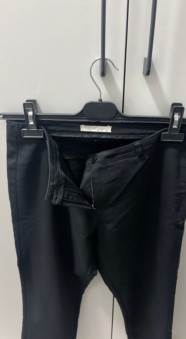Siyah Midi Kumaş Kadın Pantolon - Görsel 3