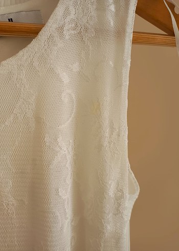 adl dantelli beyaz elbise - Görsel 3