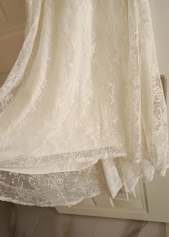 adl dantelli beyaz elbise - Görsel 2