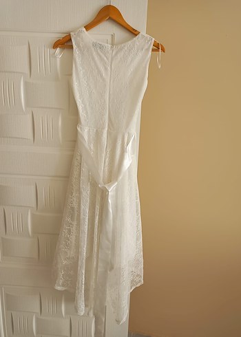 adl dantelli beyaz elbise - Görsel 5