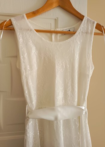 adl dantelli beyaz elbise - Görsel 8