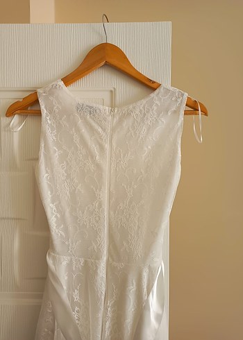 adl dantelli beyaz elbise - Görsel 4