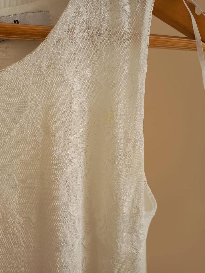 adl dantelli beyaz elbise - Görsel 3