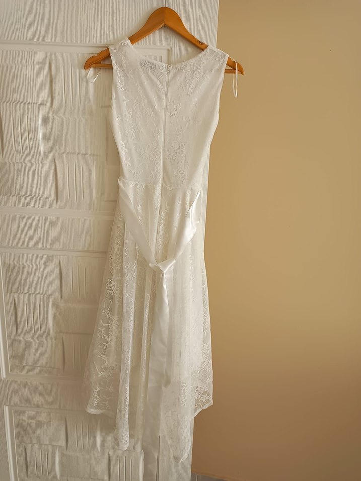 adl dantelli beyaz elbise - Görsel 5