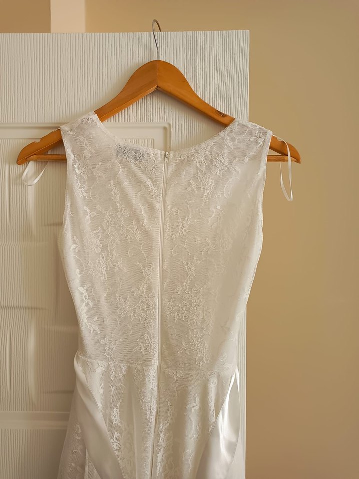 adl dantelli beyaz elbise - Görsel 4