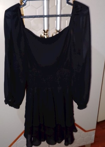 Uzun, Salaş Kesim, Siyah Gotik Kadın Elbise - Görsel 2