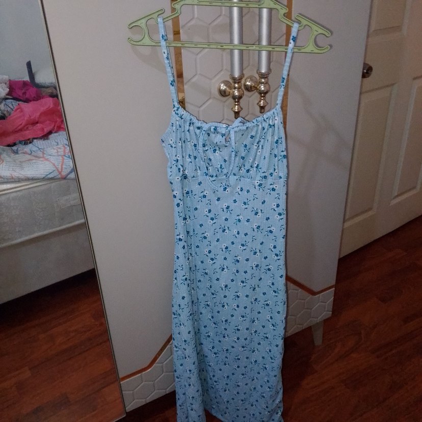 Mavi Midi Bohem Elbise - Görsel 3