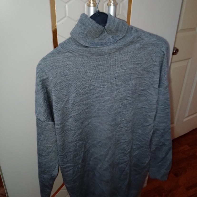 Gri Kadın Boğazlı Triko Kazak - Görsel 3