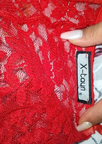 Nakışlı Kırmızı Mini Gotik Büstiyer - Görsel 4