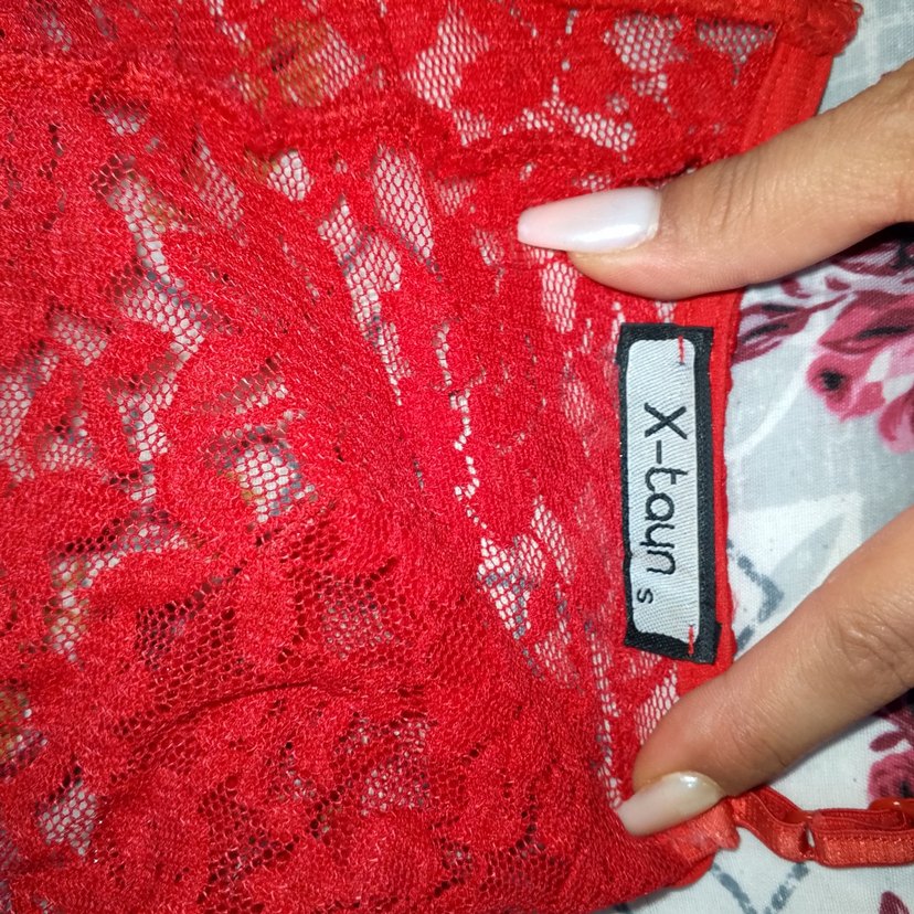 Nakışlı Kırmızı Mini Gotik Büstiyer - Görsel 4