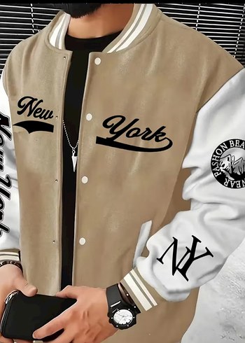 Düğmeli Beyaz Gri Erkek  Ceket - Görsel 2