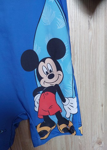 2 Yaş Beden mavi Renk Mavi Mickey Mouse Baskılı Erkek Bebek Mayo