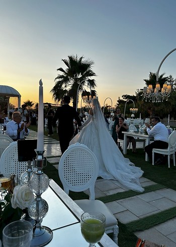 Beyaz  Prenses Gelinlik ns sposa özel dikim bol işlemeli - Görsel 3