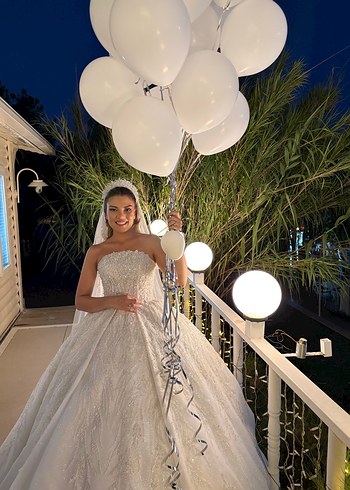Beyaz  Prenses Gelinlik ns sposa özel dikim bol işlemeli - Görsel 2