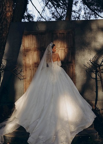 Beyaz  Prenses Gelinlik ns sposa özel dikim bol işlemeli - Görsel 5