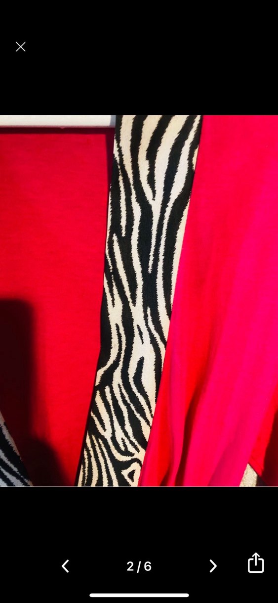 Zebra Desenli Uzun Kollu Pembe Kadın Sabahlık - Görsel 2