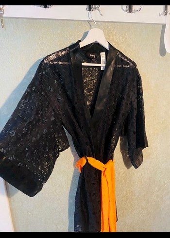 Siyah Dantel Bohem Midi Kadın Sabahlık - Görsel 5