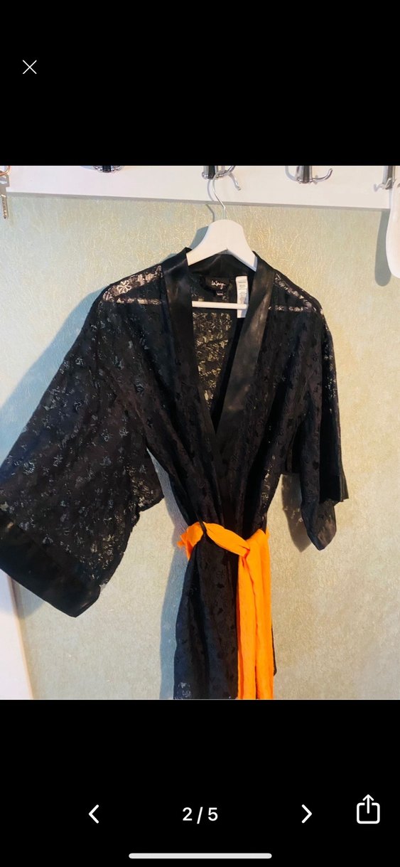 Siyah Dantel Bohem Midi Kadın Sabahlık - Görsel 5