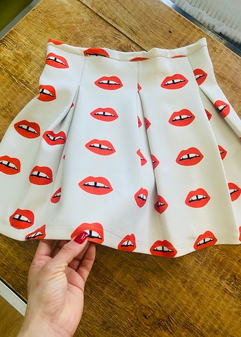 Renkli Baskılı Pilili Mini Etek - Görsel 3