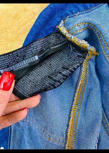 Kadın Koyu Mavi Düğmeli Denim Ceket - Görsel 4