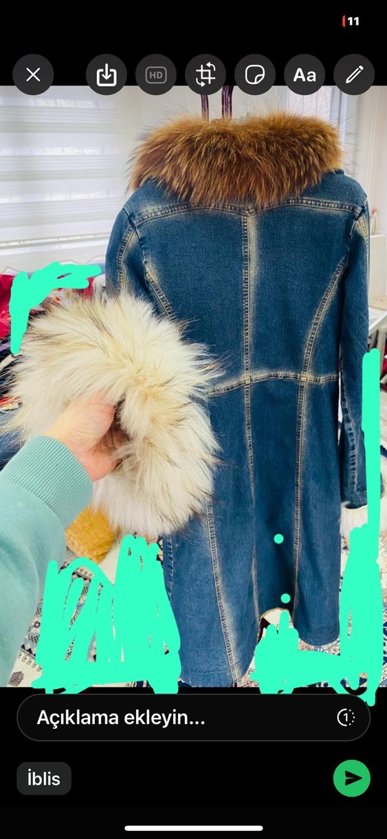 Kürklü Denim Ceket - Görsel 4