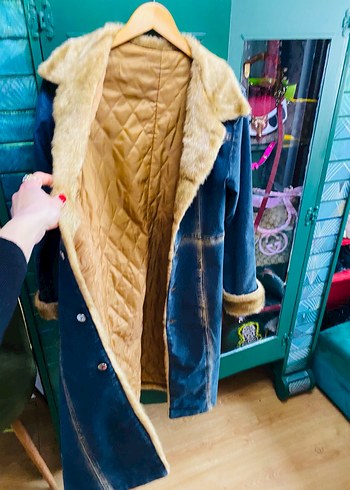 Kadın Kürklü Uzun Kot Ceket - Görsel 3