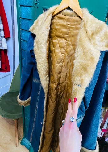 Kadın Renkli Batik Desenli Uzun Kot Ceket - Görsel 2