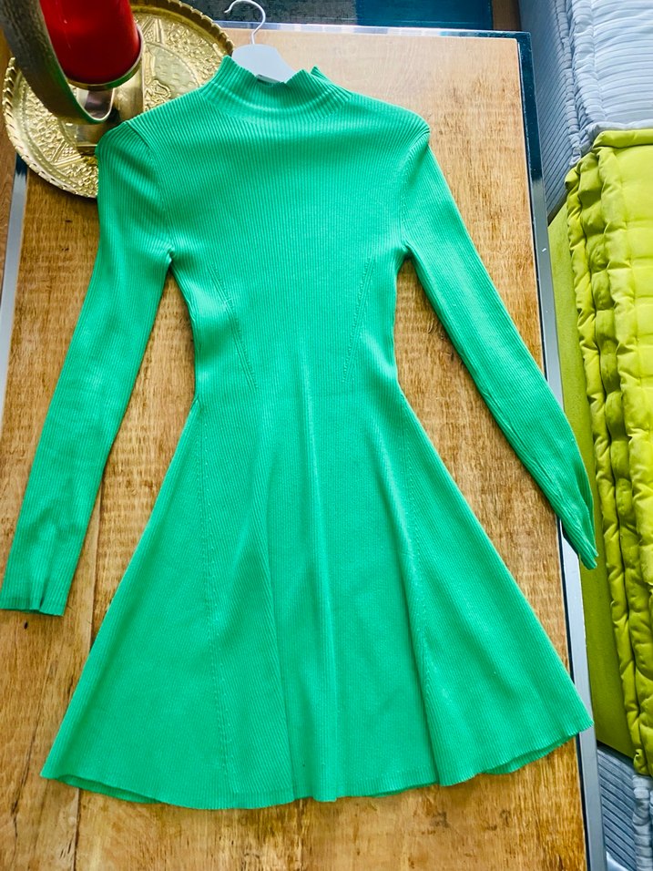 Zara Yeşil Fermuarlı Boğazlı Kadın Kazak - Görsel 2