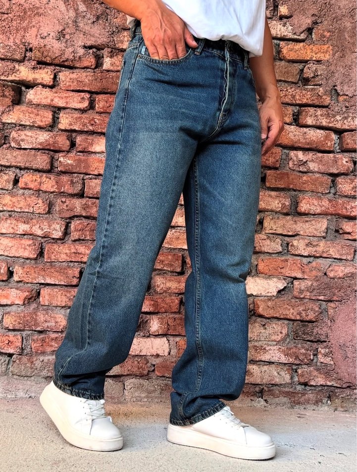 Erkek Laci Baggy Kesim Denim Jean Pantolon - Görsel 3