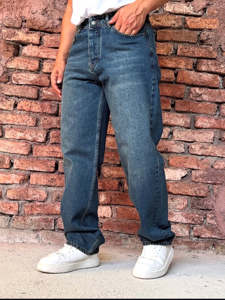 Erkek Laci Baggy Kesim Denim Jean Pantolon - Görsel 2