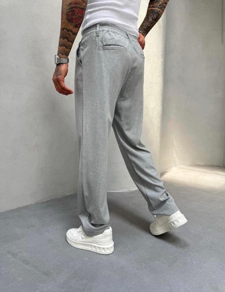 Baggy Gri kumaş Erkek Pantolon - Görsel 4